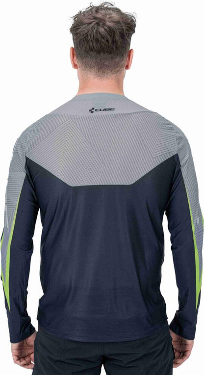 CUBE Edge Round Neck Jersey L/S Grey/Lime