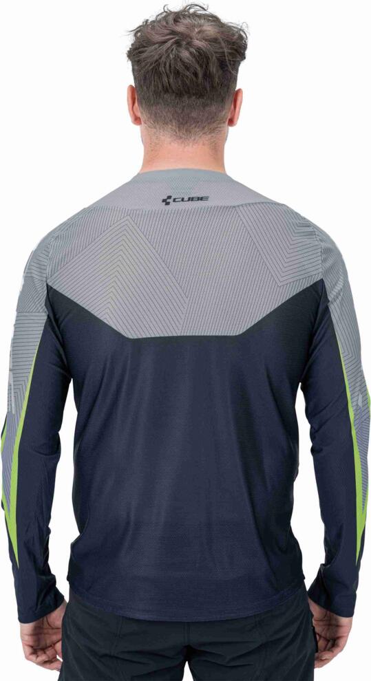 CUBE Edge Round Neck Jersey L/S Grey/Lime