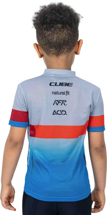 CUBE Junior Teamline Jersey S/S Blue/Red/Grey