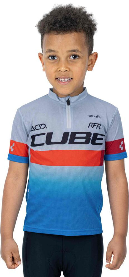 CUBE Junior Teamline Jersey S/S Blue/Red/Grey