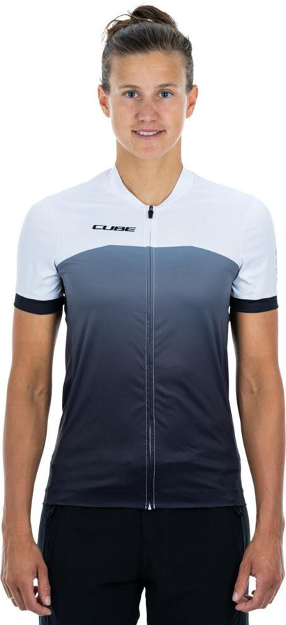 CUBE Atx Ws Jersey Full Zip S/S Blk/Whi