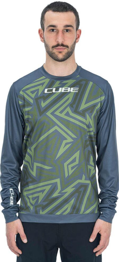 CUBE Atx Round Neck Jersey Tm L/S Olive/Grey