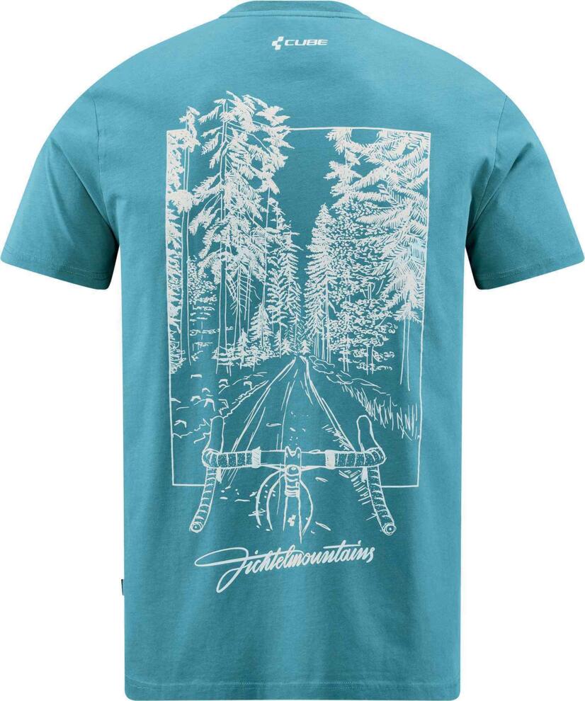 CUBE Organic T-Shirt Fichtelmountains Grey/Coral