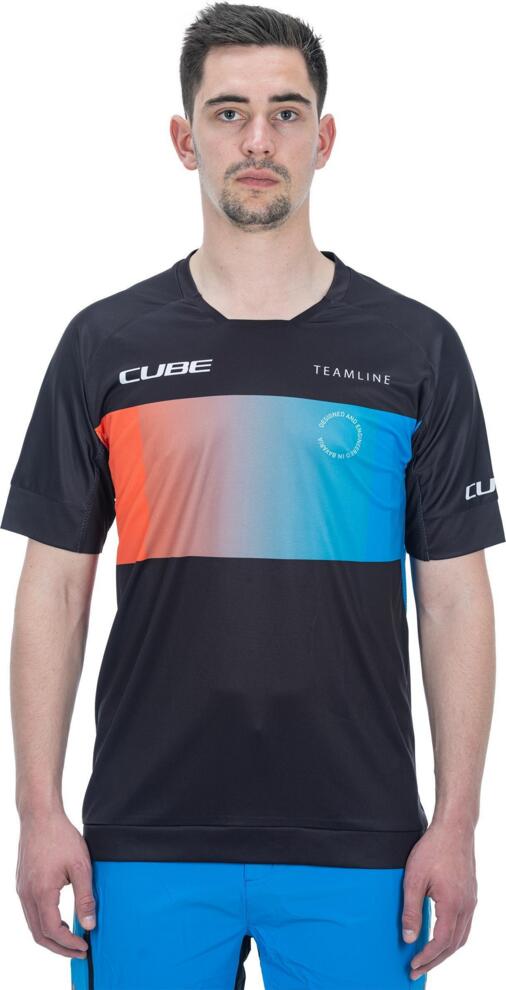 CUBE Teamline Roundneck Jersey S/S Black/Blue/Red