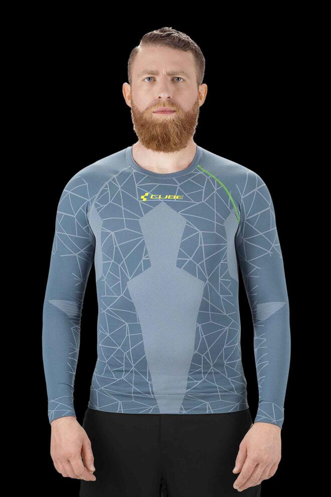CUBE Baselayer Race Be Cool L/S Grey/Green