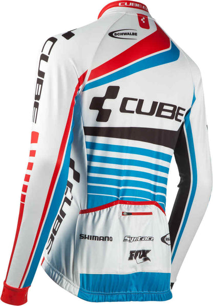 CUBE Teamline Jersey L/S White/Blue/Red