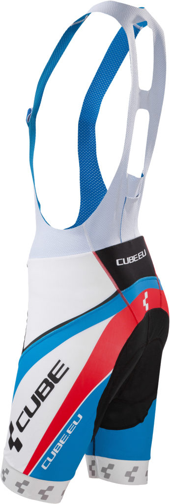 CUBE Teamline Bibshorts White/Blue/Red