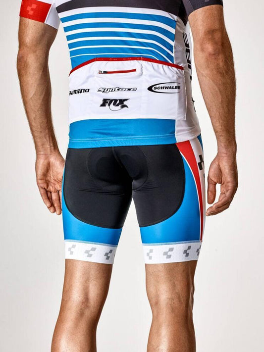 CUBE Teamline Bibshorts White/Blue/Red