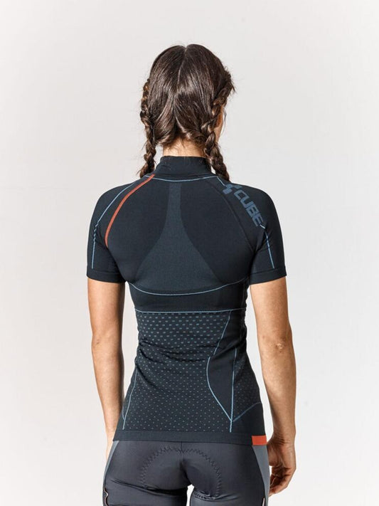 CUBE Wls Baselayer Cold S/S Blackline Blk/Gry/Red