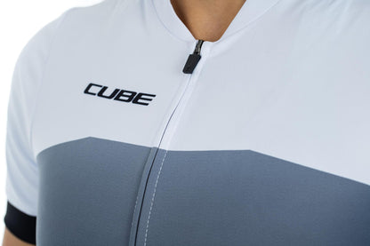 CUBE Atx Ws Jersey Full Zip S/S Blk/Whi